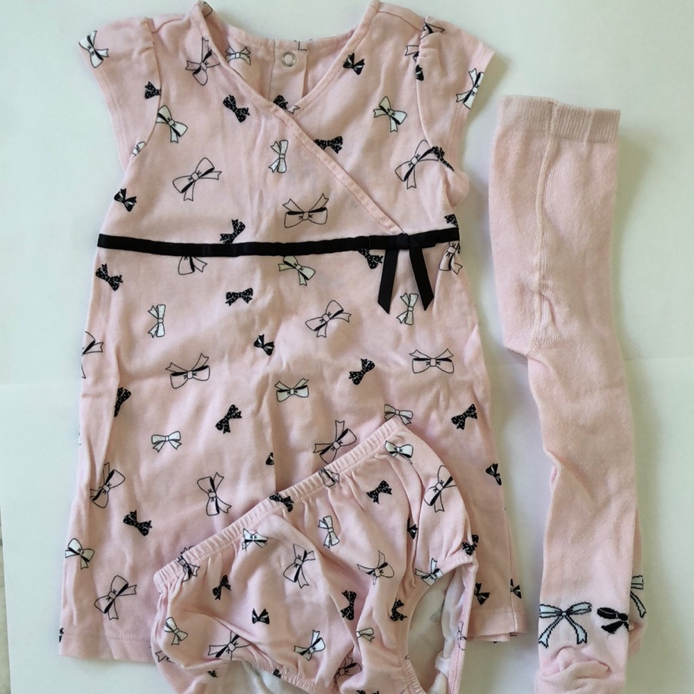Gymboree Pink and Black Bow Knit Dress Set. Size 2T
